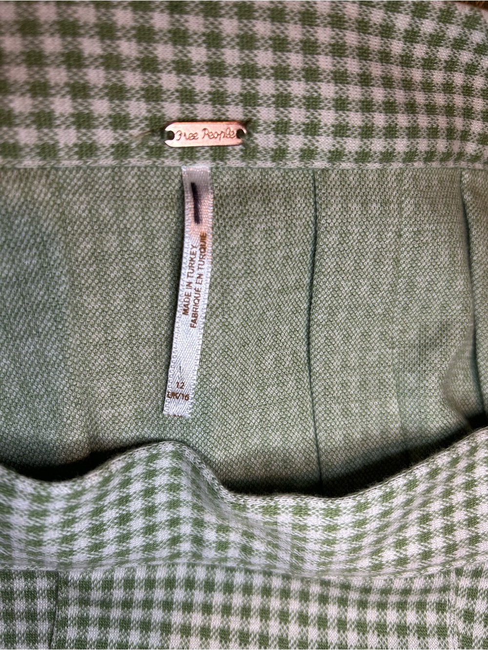 Free People Honey Pleated Gingham Mini Skirt Green - Picture 9 of 11